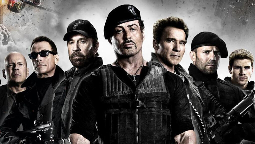 postradatelní, chuck norris, sylvester stallone, arnold schwarzenegger, jason, statham, jean-claude van damme